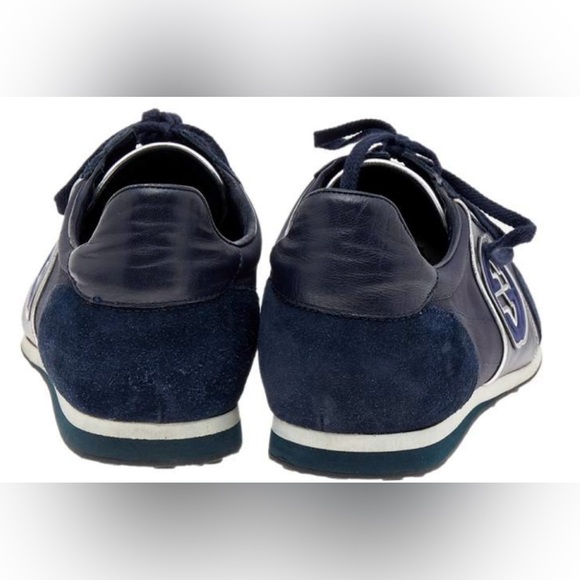 Gucci Blue/Silver Suede and Nylon GG Low Top Sneakers Size 9 - Picture 5 of 6